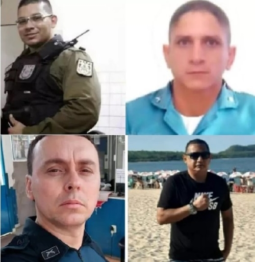 Os cabos PM Taliandresson, Alessandro, Márcio, e o sargento Ivan( em sentido horário) - Créditos: Reprodução/ Redes sociais